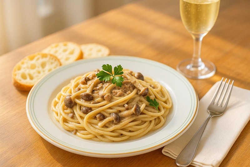 濃厚レバークリームパスタ